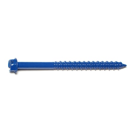 Midwest Fastener Masonry Screw, 1/4" Dia., Hex, 3 1/4 in L, Steel Blue Ruspert, 10 PK 63505